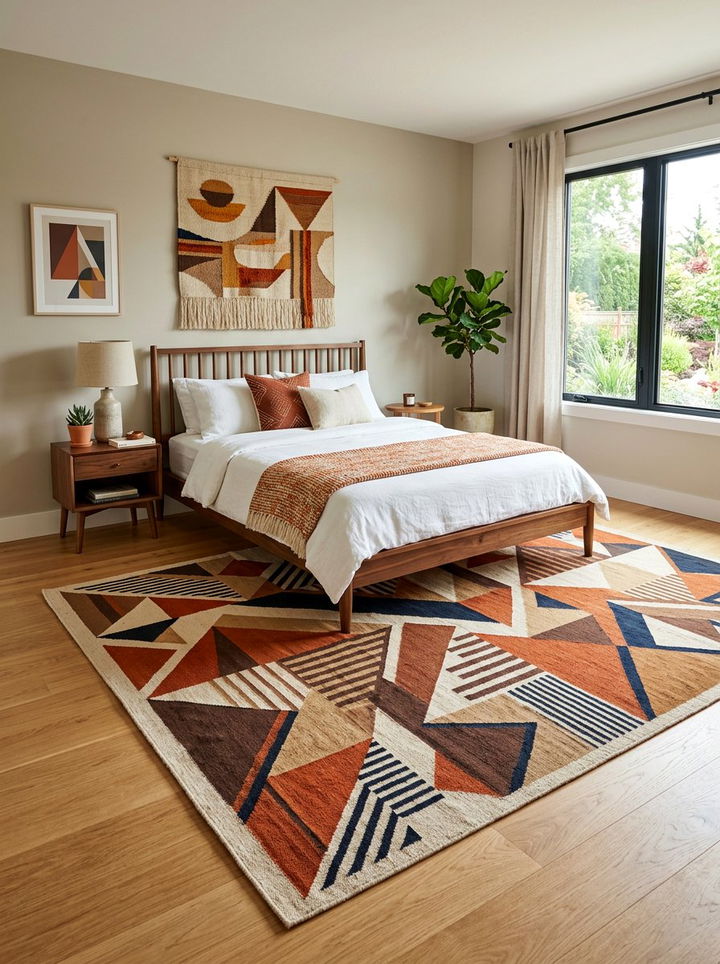 Abstract Geometric Area Rug - 30 mid-century modern bedroom ideas