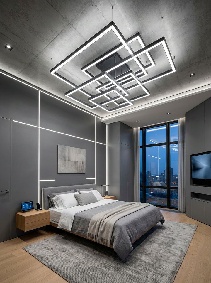 Abstract Geometric Chandelier - 30 bedroom chandelier ideas