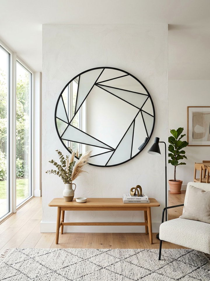 Abstract Geometric Round Mirror - 30 bedroom round mirrors