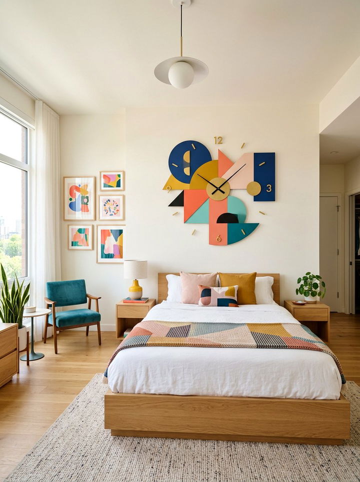 Abstract Geometric Wall Clock - 30 bedroom clock ideas