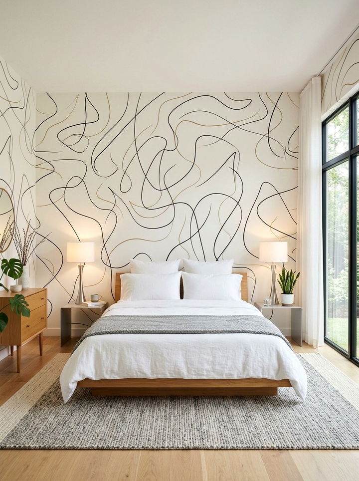 Abstract Line Art Wallpaper - 30 bedroom removable wallpapers
