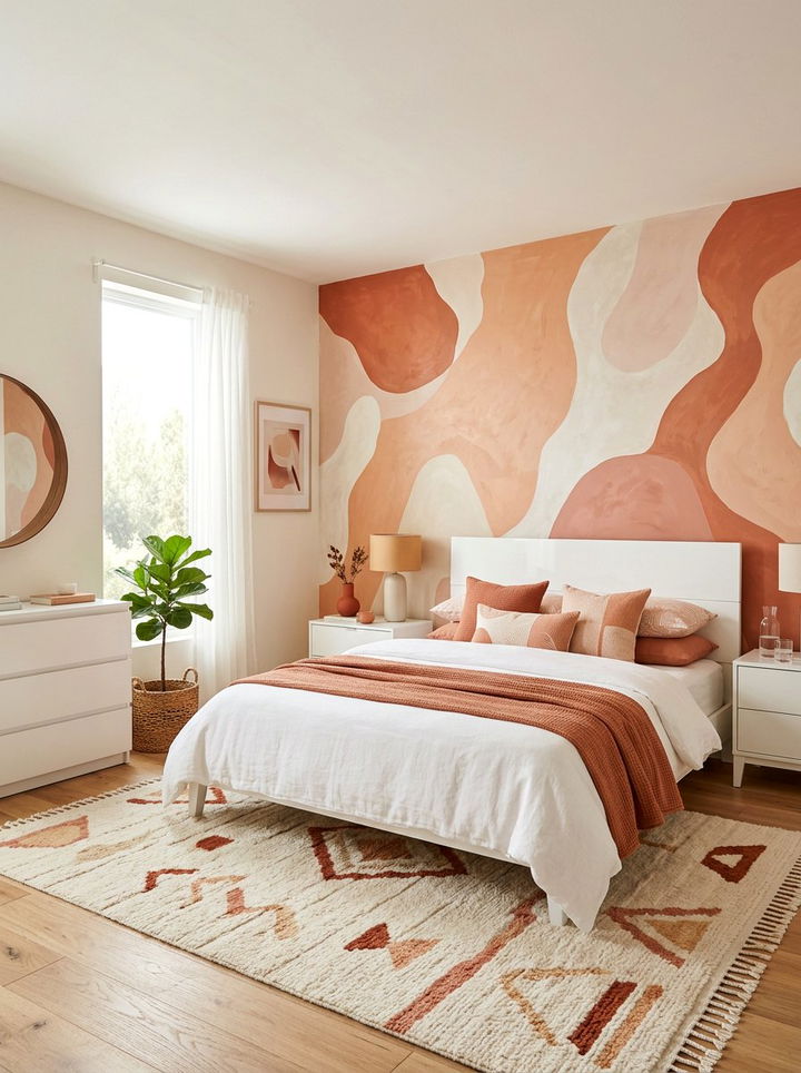 Abstract Terracotta Bedroom - 30 terracotta accent wall bedroom