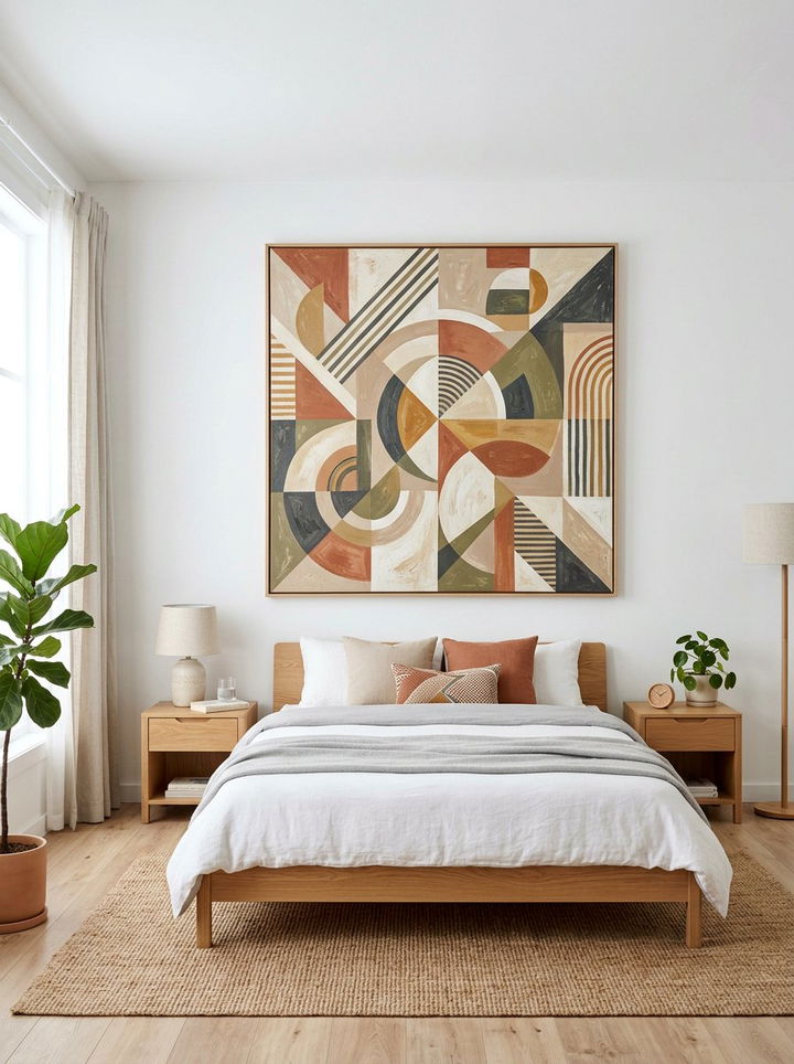 Abstract Wall Art - 30 scandinavian bedroom ideas