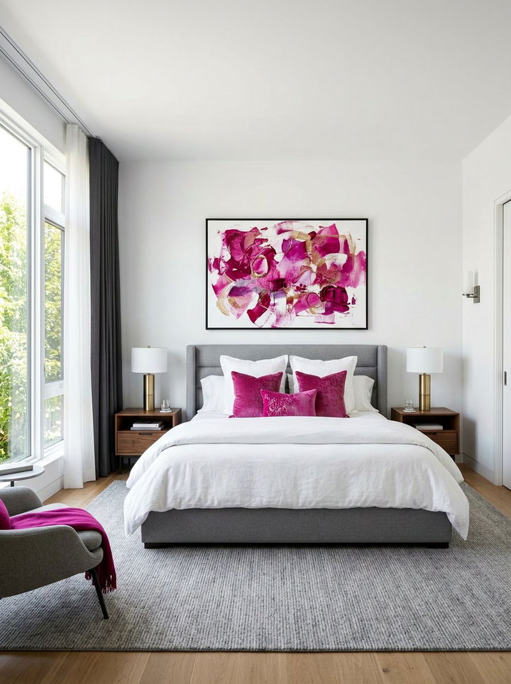 Abstract fuchsia art - 30 fuchsia bedroom ideas