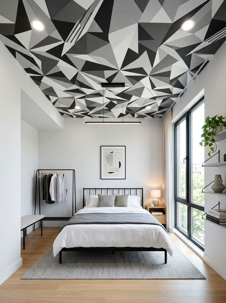 Abstract geometric ceiling wallpaper - 30 bedroom ceiling wallpapers