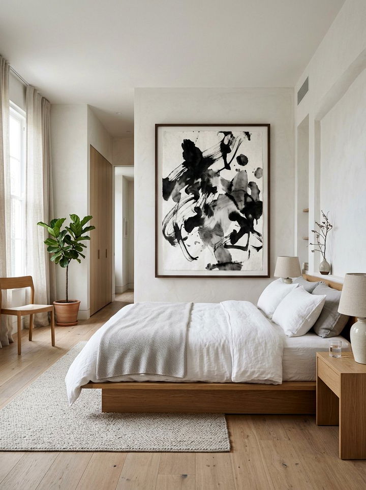 Abstract ink art - 30 zen bedroom ideas