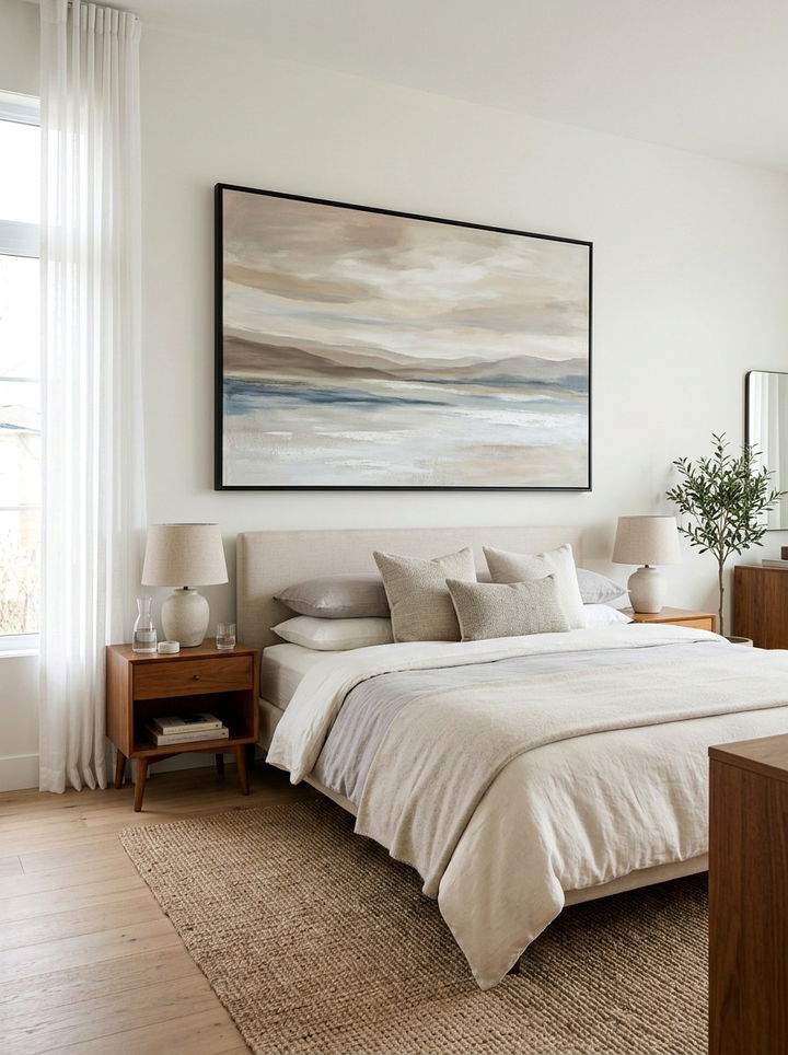 Abstract landscape art - 30 calming bedroom ideas