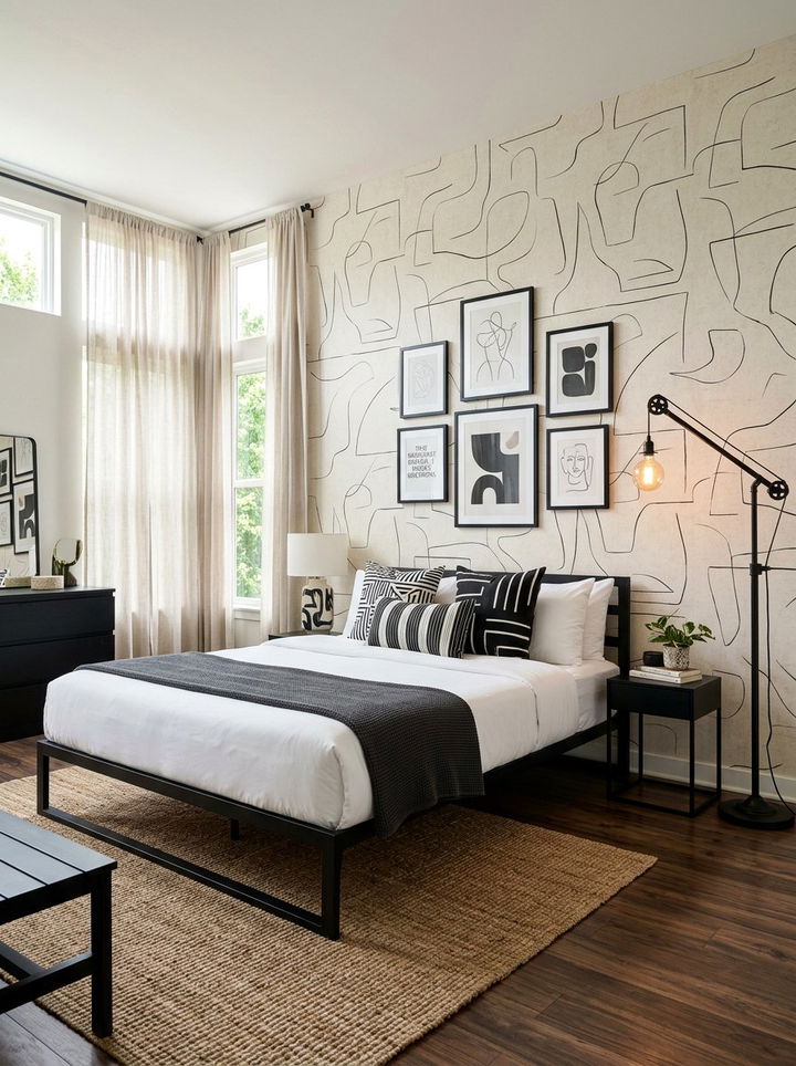 Abstract line wallpaper neutral - 30 bedroom neutral wallpapers