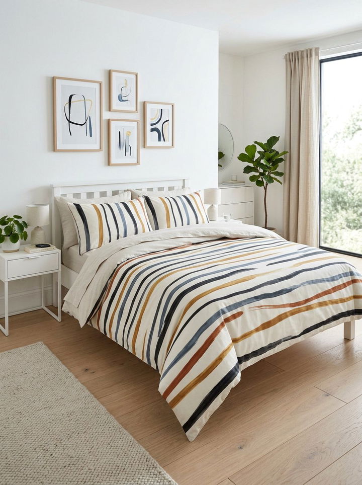 Abstract striped bedding - 30 bedroom striped bedding ideas