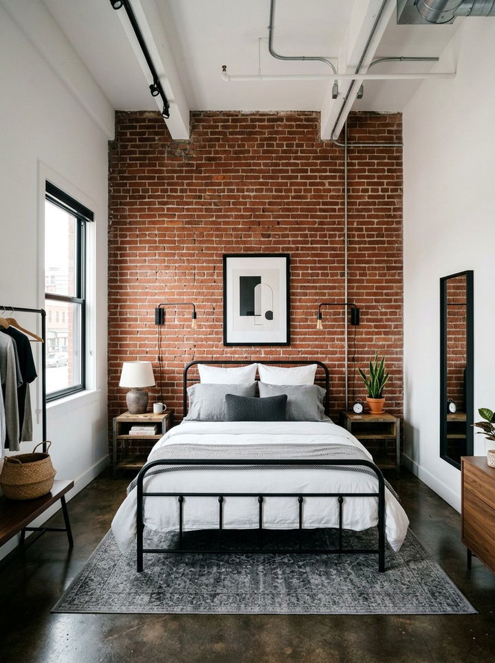 Accent Wall White Industrial Bedroom - 30 industrial white bedroom ideas