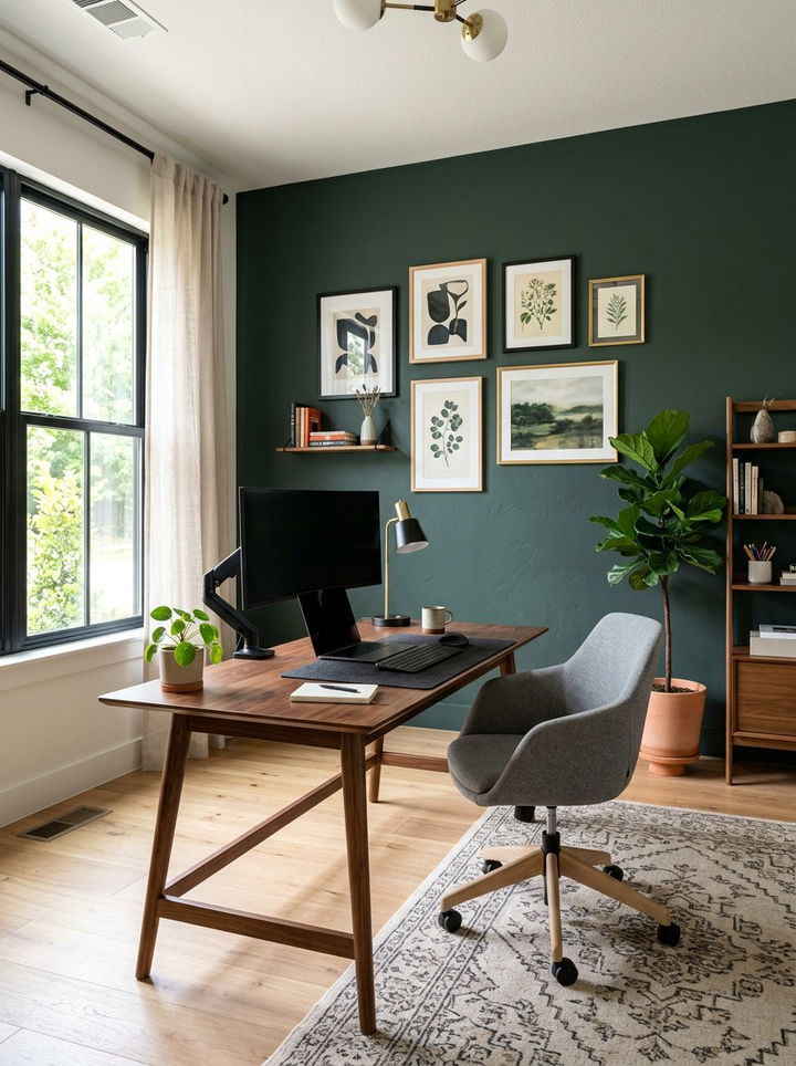 Accent Wall Workspace - 30 bedroom desk ideas
