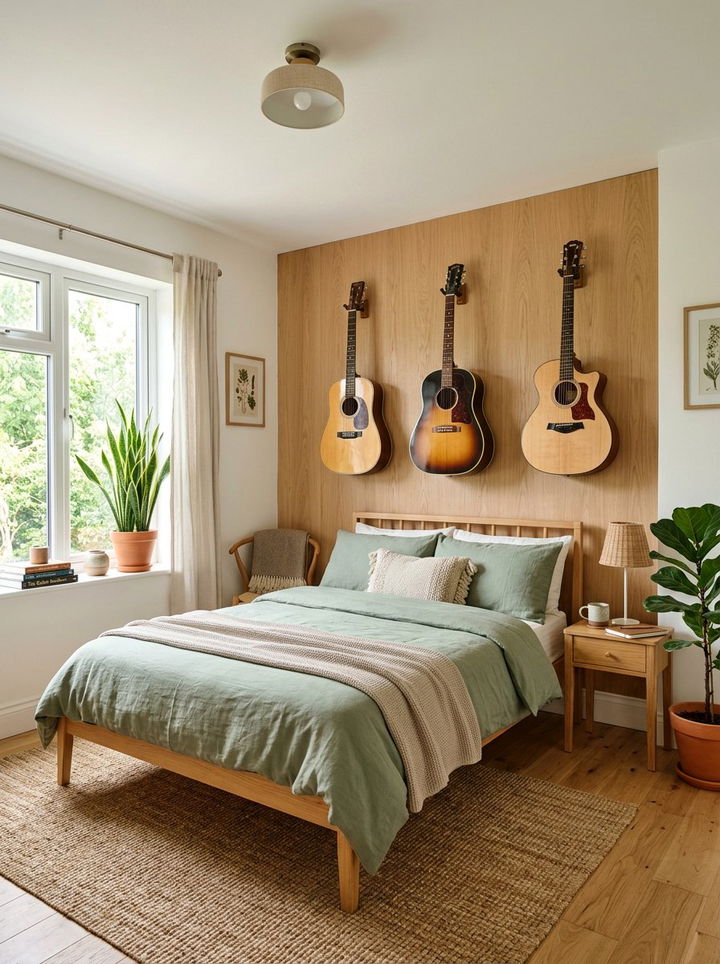 Acoustic Guitar Bedroom - 30 music themed bedroom ideas