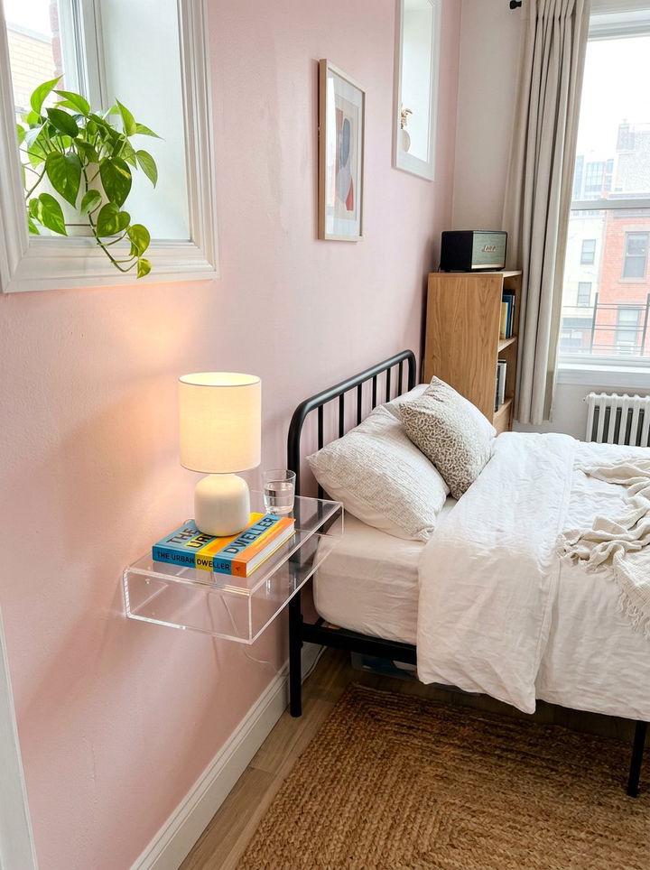 Acrylic Clear Floating Shelf - 30 bedroom wall mounted nightstands