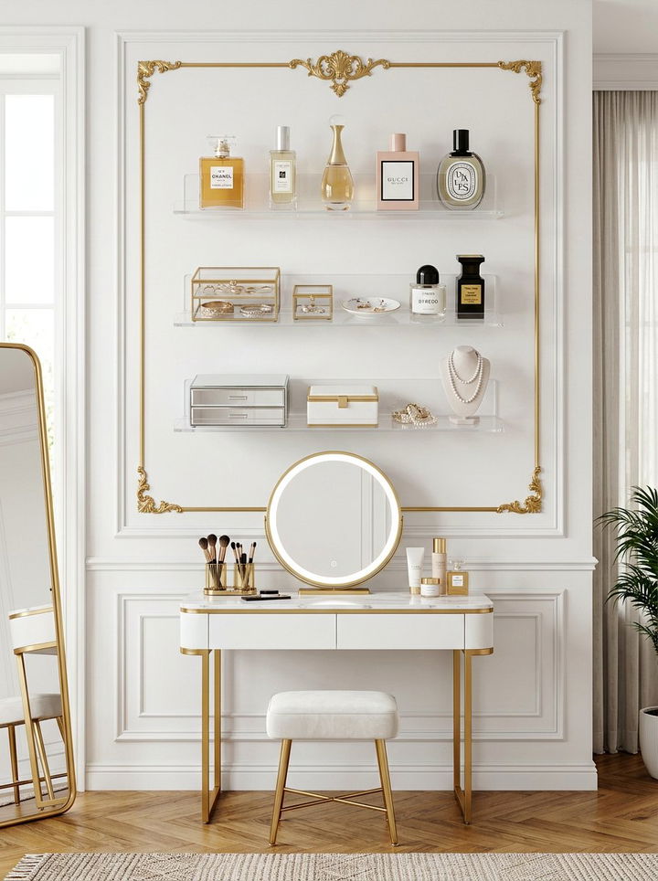 Acrylic Clear Shelves - 30 bedroom wall shelving ideas