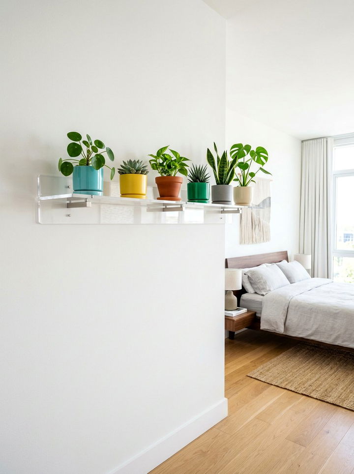 Acrylic Clear Wall Shelf - 30 bedroom plant shelves