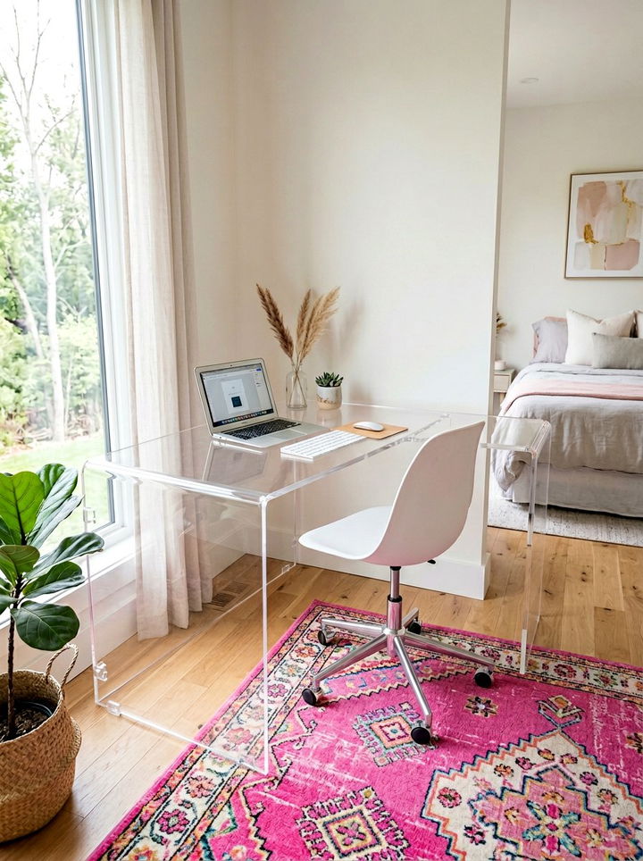 Acrylic Corner Desk - 30 bedroom corner desk ideas