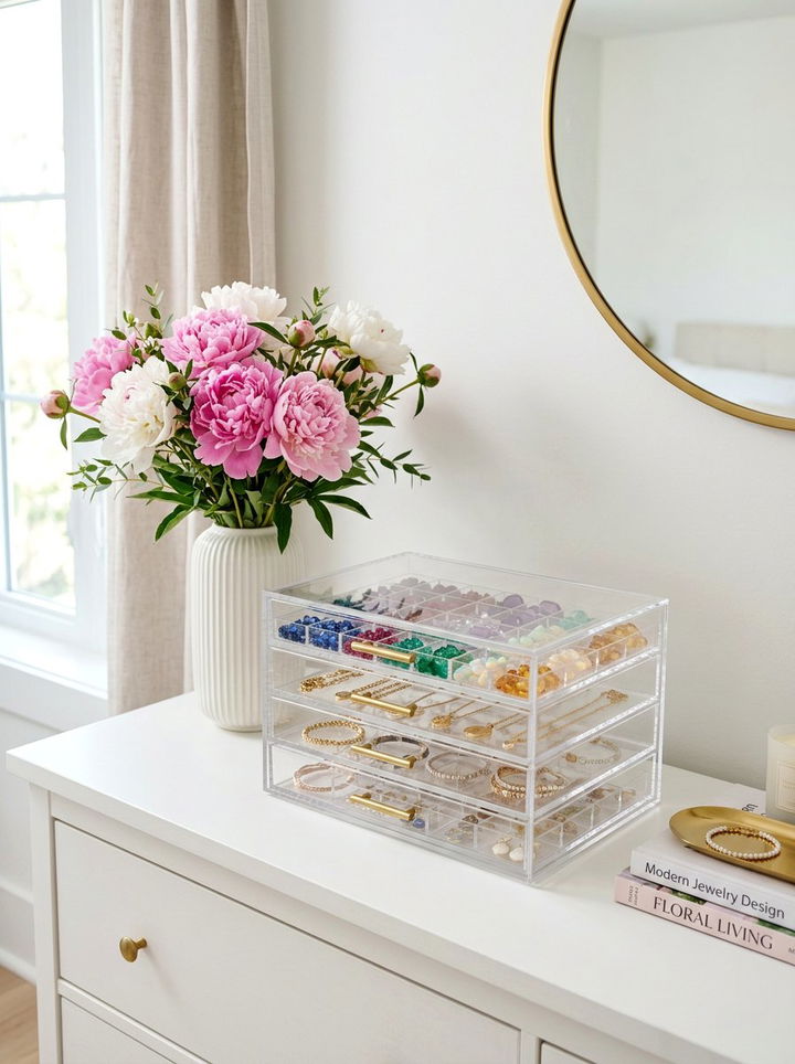 Acrylic Storage Box - 30 bedroom jewelry storage ideas