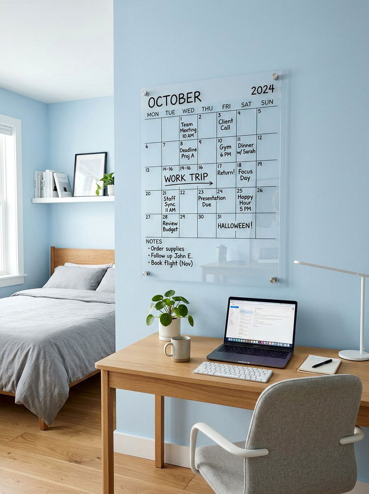Acrylic Wall Calendar - 30 command strip bedroom ideas