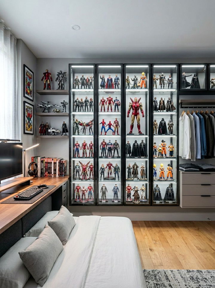 Action Figure Display Bedroom - 30 comic book bedroom ideas