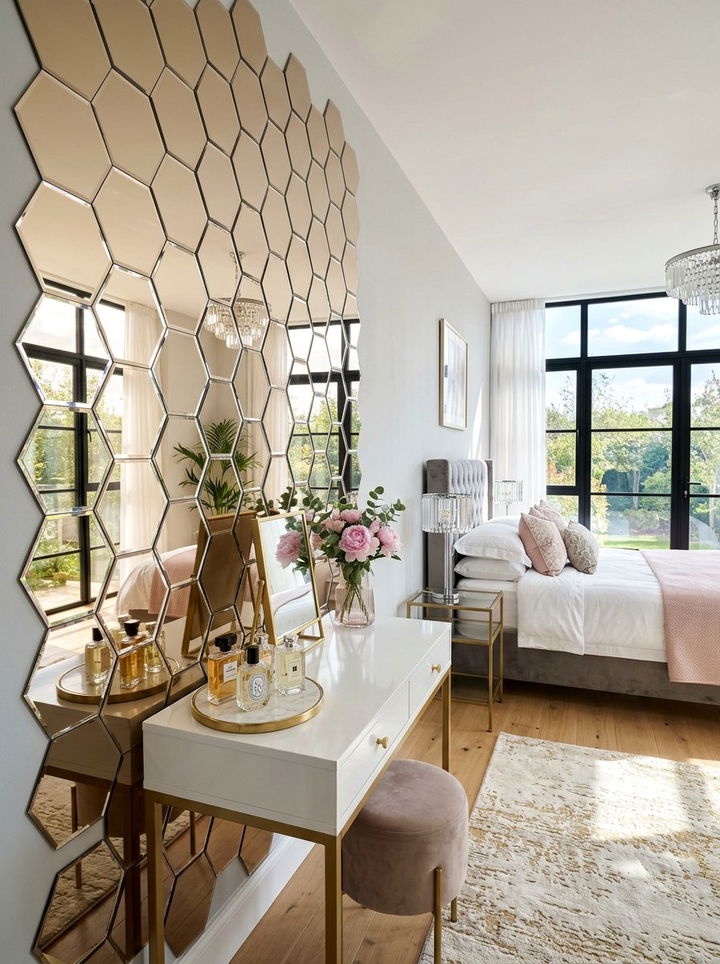 Adhesive mirror tiles - 30 removable bedroom ideas