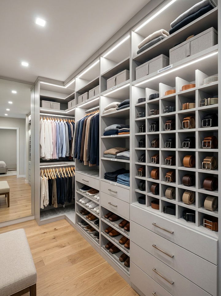 Adjustable Belt Shelving - 30 bedroom belt organizers