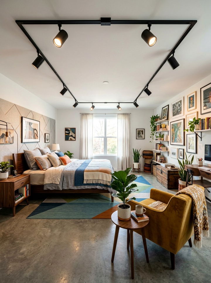 Adjustable Track Head Lighting - 30 bedroom track lighting ideas