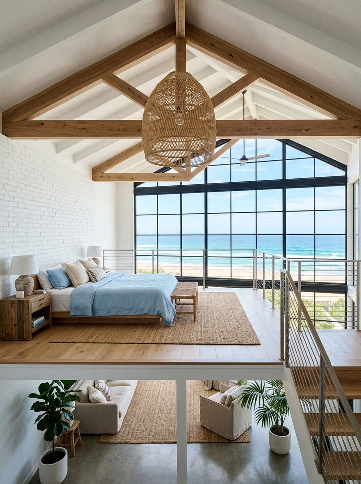 Airy Beach Bedroom Loft - 30 beach themed bedroom ideas