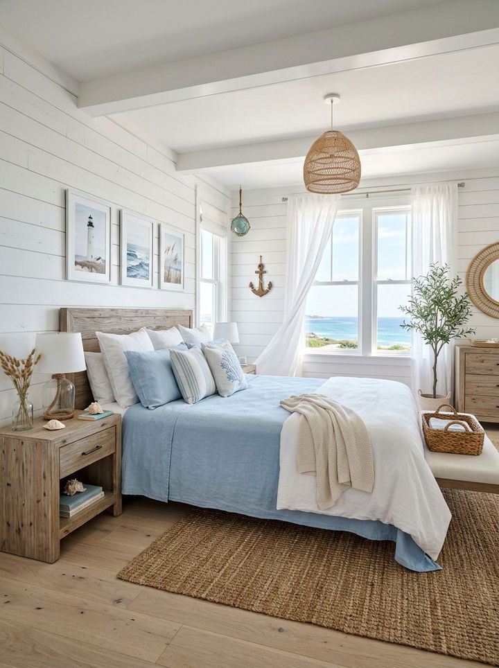 Airy Coastal Bedroom - 30 light color bedroom ideas