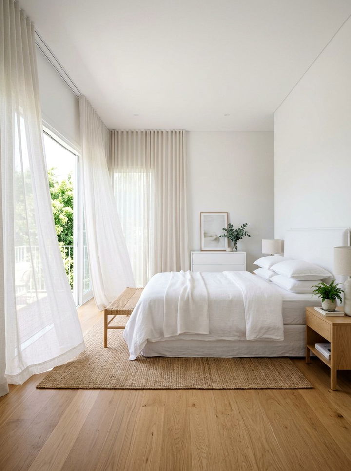 Airy Sheer Curtain Bedroom - 30 California casual bedroom ideas