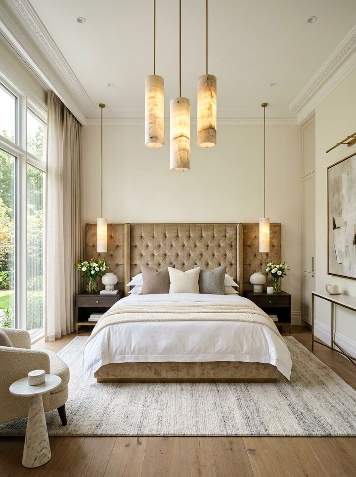 Alabaster Stone Pendant - 30 bedroom pendant lighting ideas