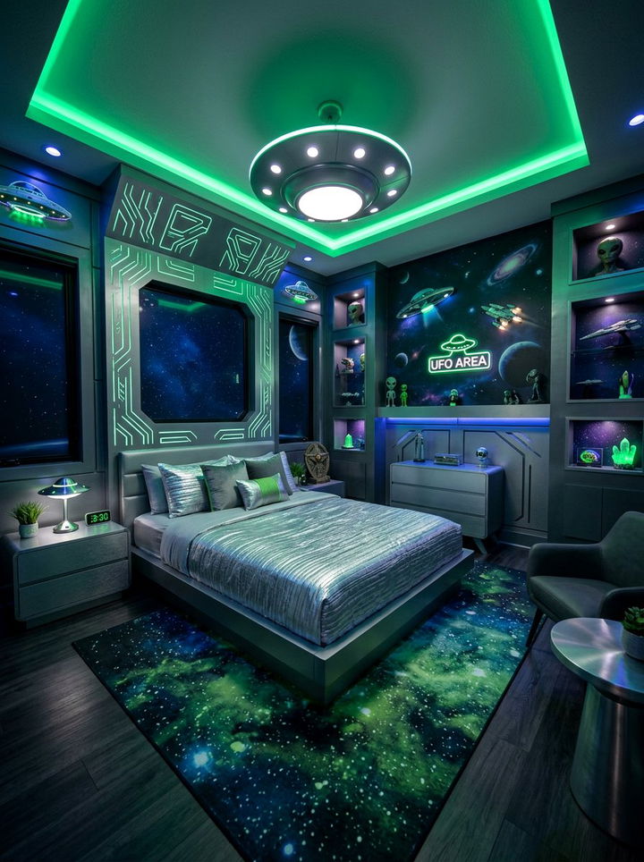 Alien Theme Room - 30 solar system bedroom ideas