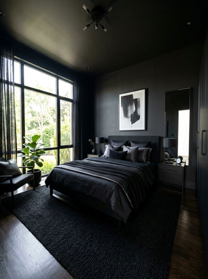 All Black Bedroom - 30 minimalist black bedroom ideas