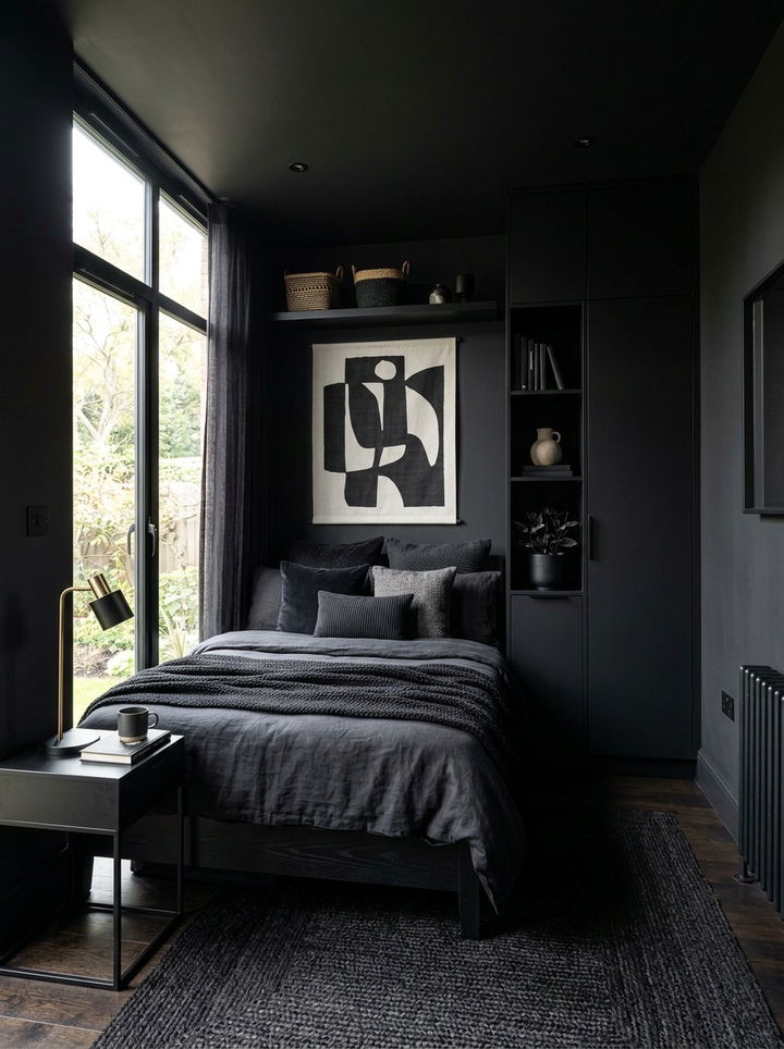 All Black Small Bedroom - 30 all black bedroom ideas