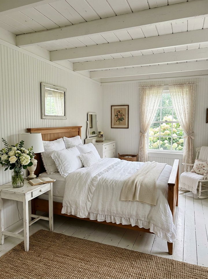 All White Cottage Bedroom - 30 farmhouse white bedroom ideas