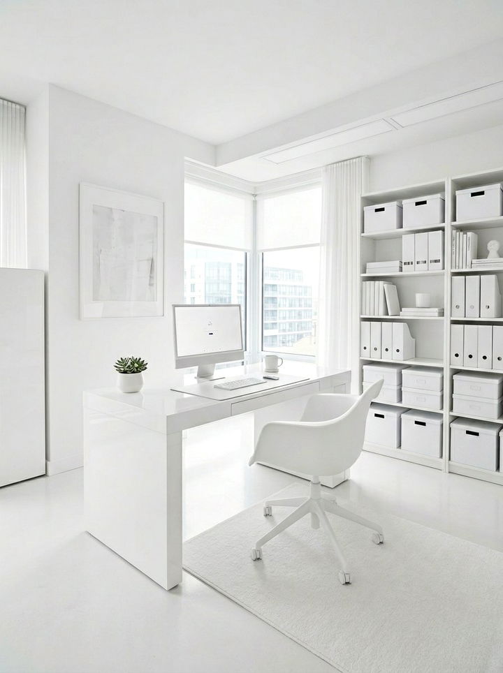 All White Office - 30 bedroom desk ideas
