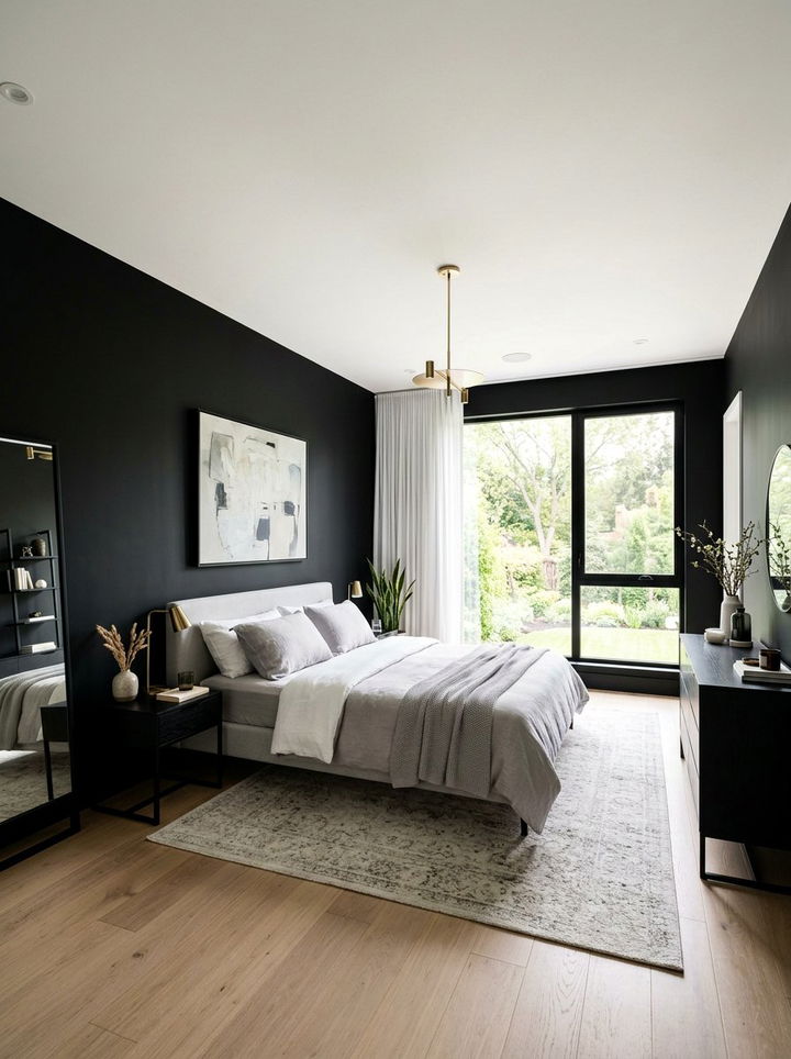 All black bedroom walls - 30 scandinavian black bedroom ideas