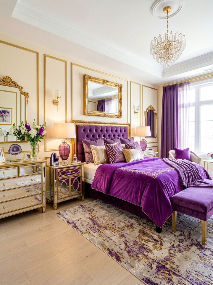 Amethyst and gold bedroom - 30 purple and gold bedroom color combo