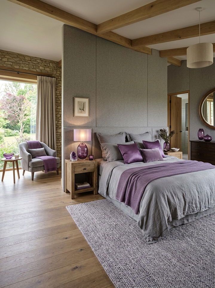 Amethyst and pebble gray bedroom - 30 purple and gray bedroom ideas