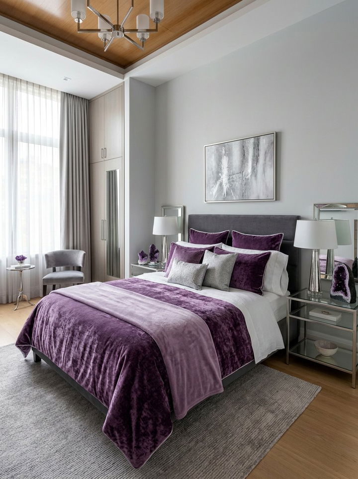 Amethyst velvet bedding - 30 bedroom velvet bedding ideas