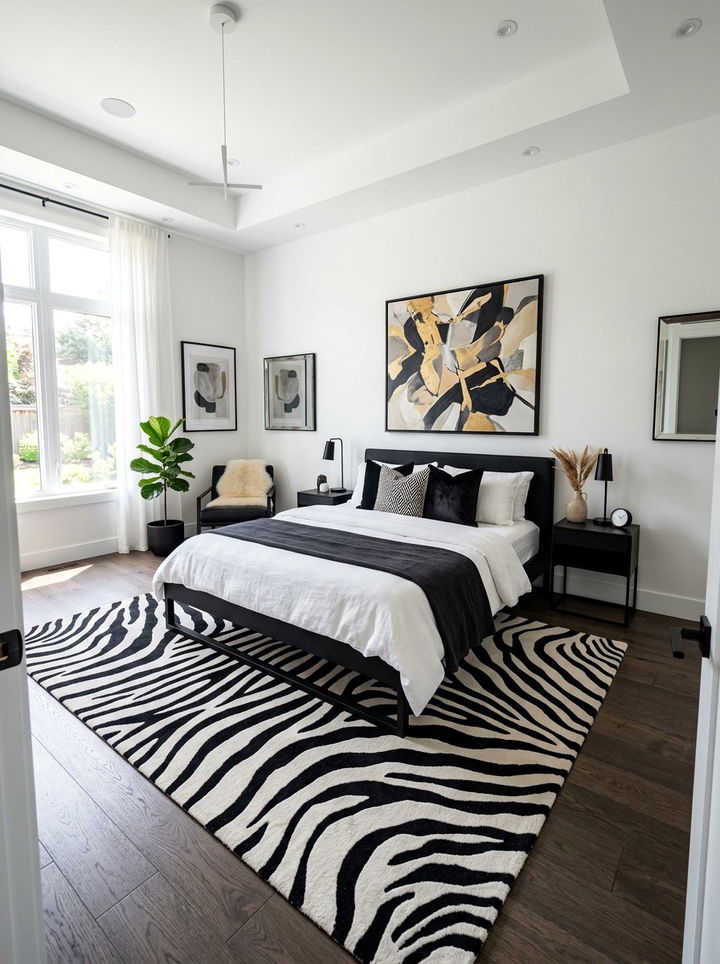 Animal Print Rug - 30 dramatic bedroom ideas