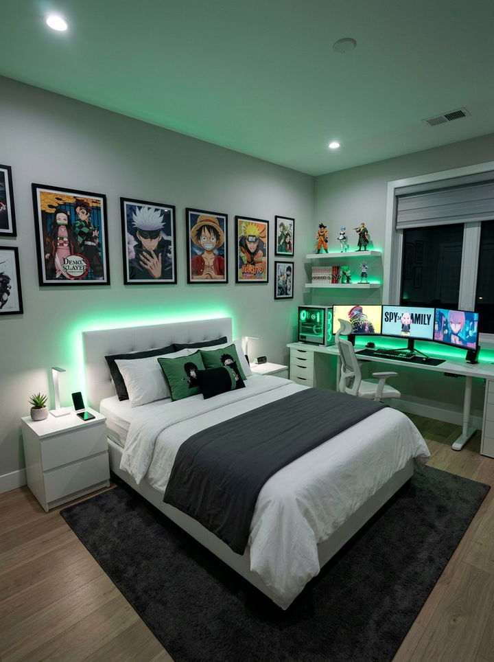 Anime LED Light Strip Room - 30 manga bedroom ideas
