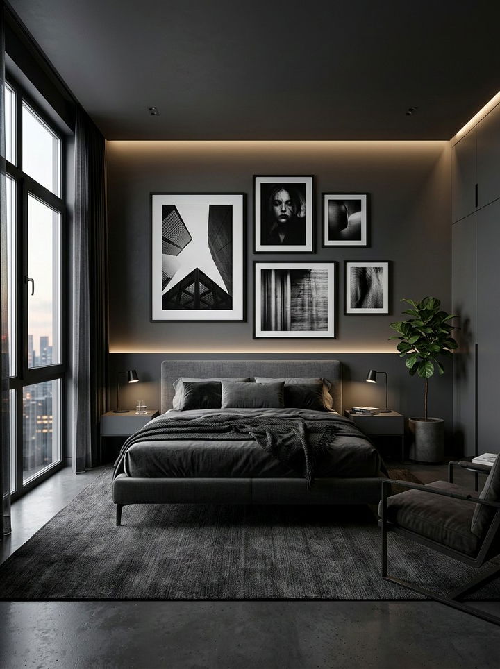 Anthracite gray bold bedroom - 30 all gray bedroom ideas