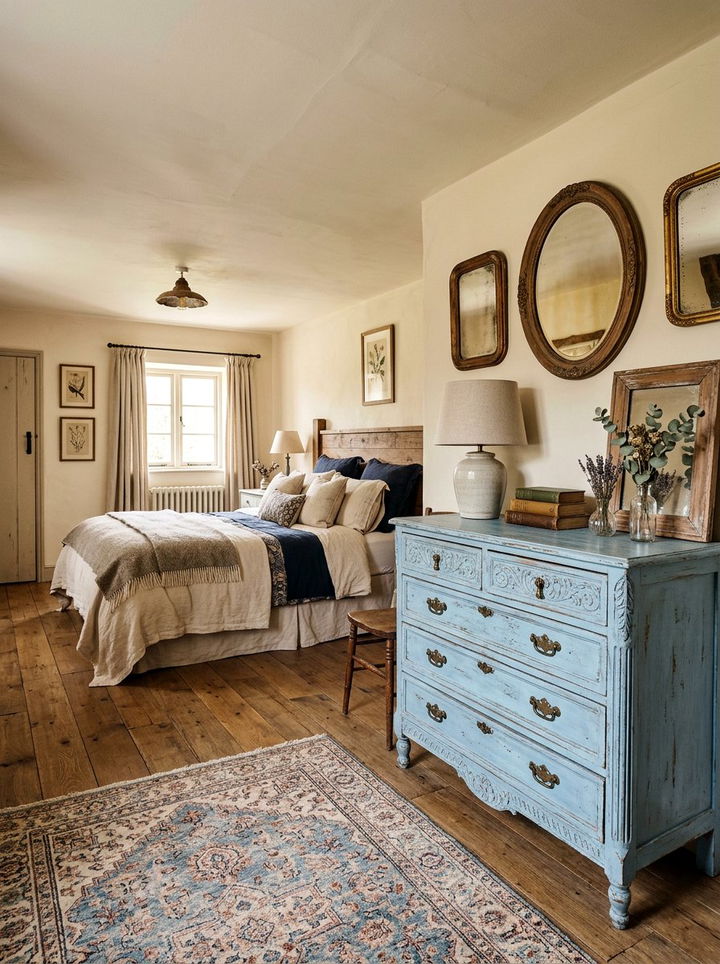 Antique Blue Dresser Decor - 30 rustic blue bedroom ideas