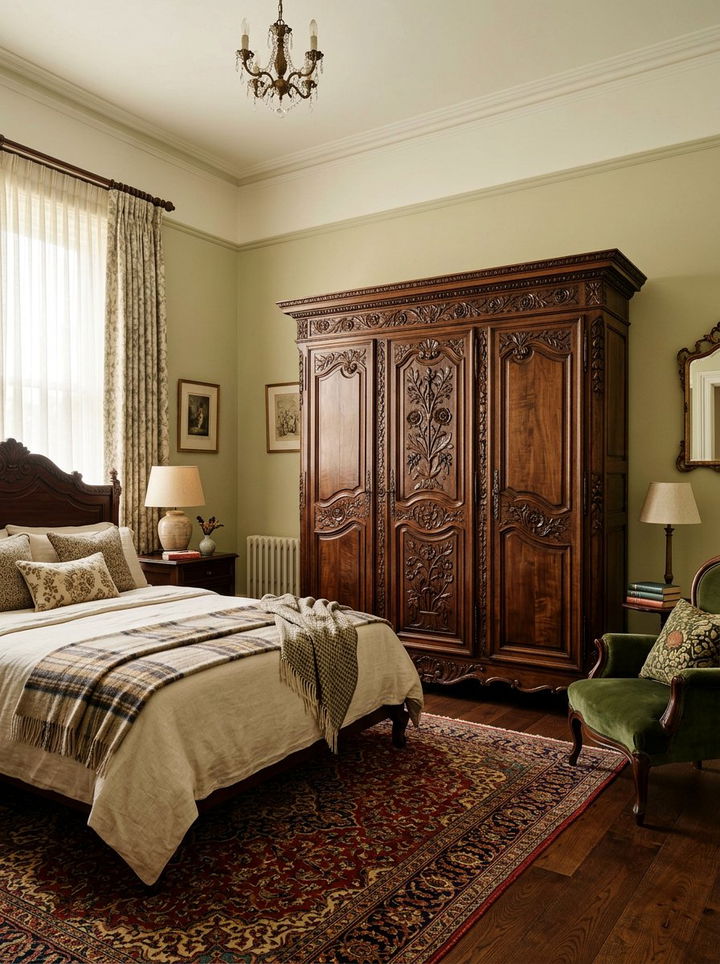 Antique Carved Wood Wardrobe - 30 bedroom statement piece ideas