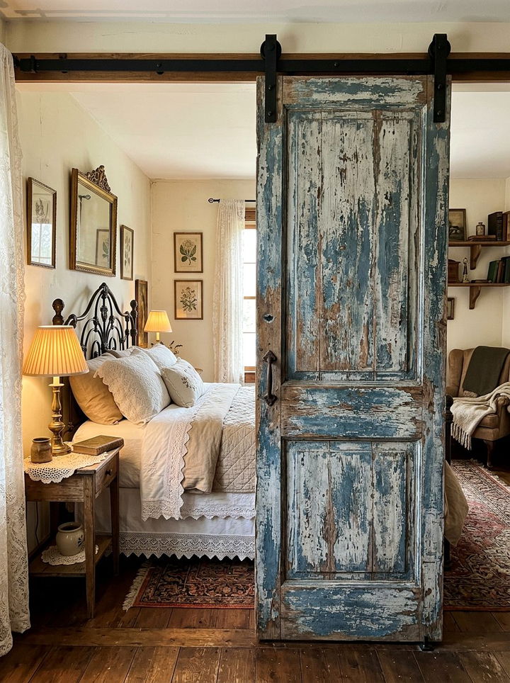 Antique Distressed Wood Door - 30 bedroom sliding doors