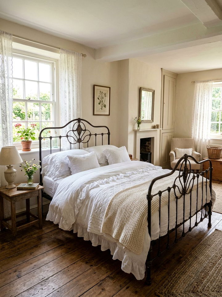 Antique Iron Bed - 30 shabby chic bedroom ideas