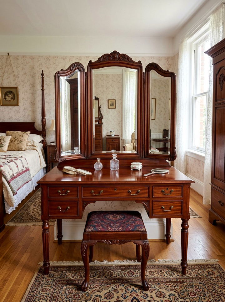 Antique Mahogany Vanity Set - 30 bedroom vanity tables