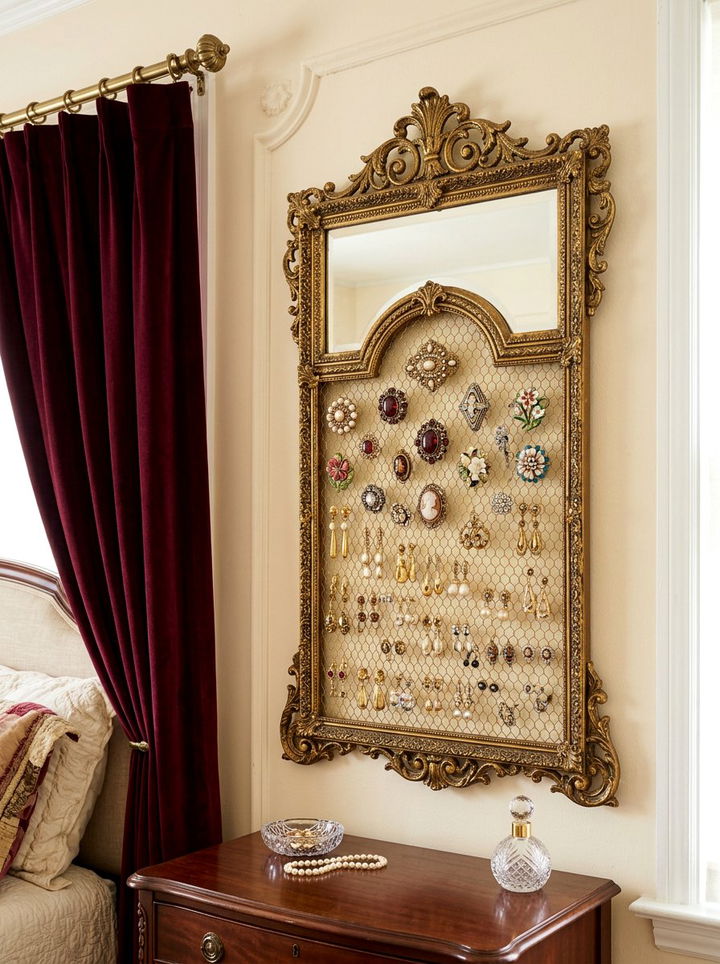 Antique Mirror Jewelry Rack - 30 bedroom jewelry storage ideas