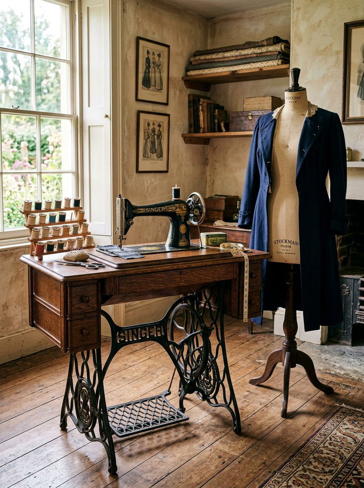 Antique Sewing Setup - 30 bedroom sewing nook ideas