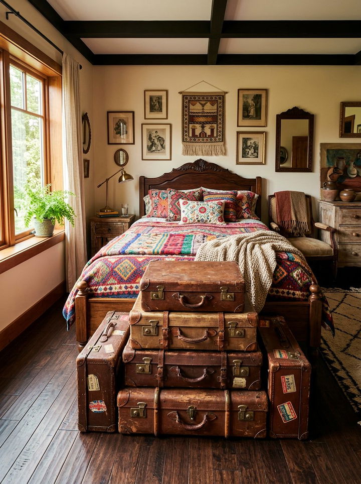 Antique Suitcase Storage Bedroom - 30 repurposed bedroom ideas